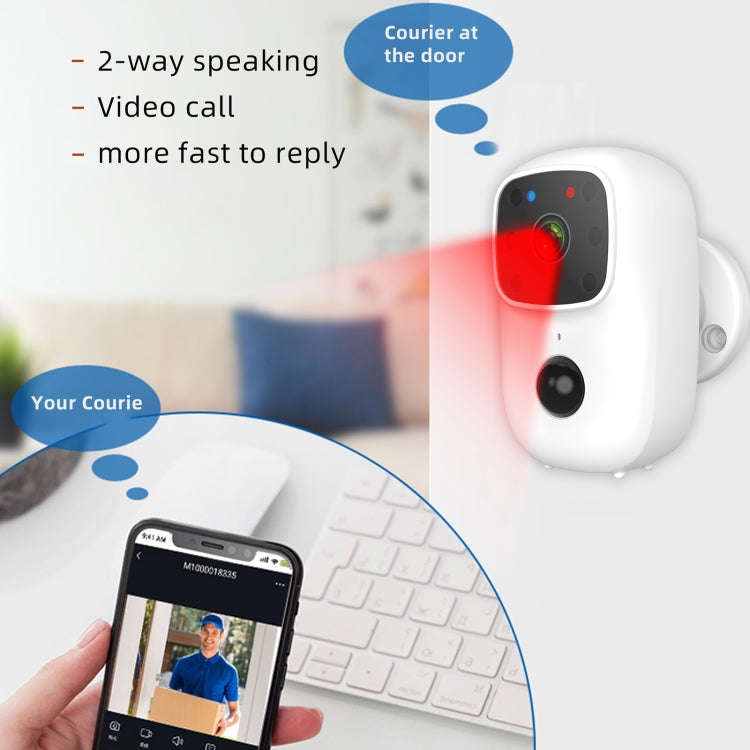 B90 Low-power Battery Surveillance Camera, Support Two-way Intercom, TF Card, PIR Human Body Indu...