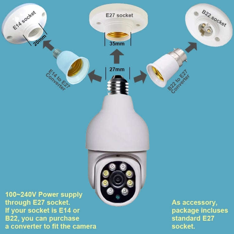 DP19 Smart WiFi HD Outdoor Network Light Bulb Camera, Support Infrared Night Vision & Motion Dete...