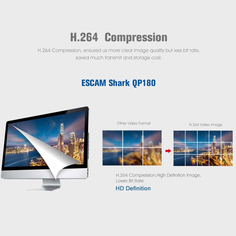 ESCAM Shark QP180 960P 360 Degrees Fisheye Lens 1.3MP WiFi IP Camera, Support Motion Detection / ...