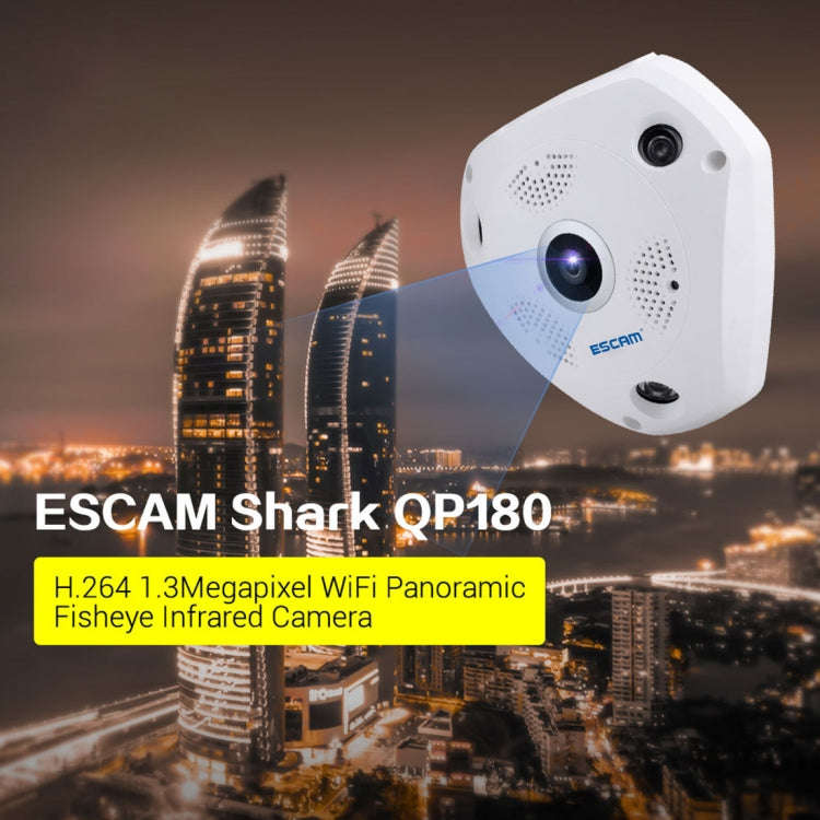 ESCAM Shark QP180 960P 360 Degrees Fisheye Lens 1.3MP WiFi IP Camera, Support Motion Detection / ...
