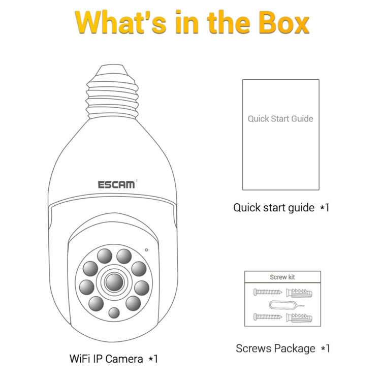ESCAM PT208 1080P HD Light Bulb WiFi Camera, Support Motion Detection, Two-way Audio, Night Visio...