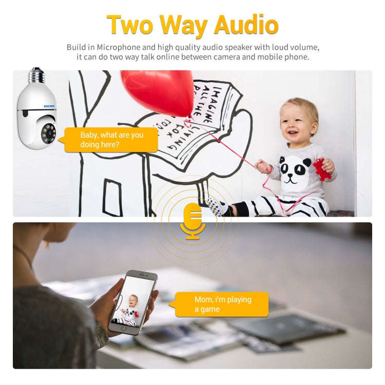 ESCAM PT208 1080P HD Light Bulb WiFi Camera, Support Motion Detection, Two-way Audio, Night Visio...
