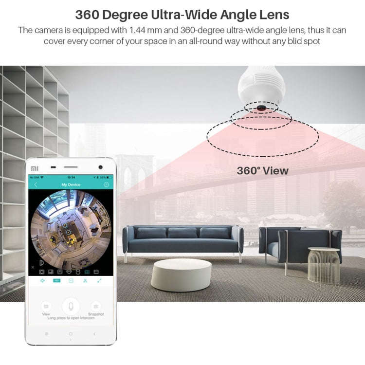 B3 1.3 Million Pixel Home Smart WiFi Panoramic Light Bulb Camera