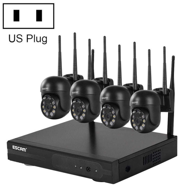 ESCAM WNK614 HD 3.0 Million Pixels 8-channel Wireless + 4IPC Wireless NVR Security System, US Plug