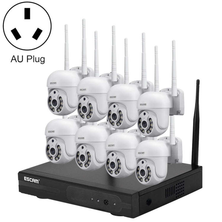 ESCAM WNK718 HD 3.0 Million Pixels 8-channel Wireless + 8IPC Wireless NVR Security System, AU Plug