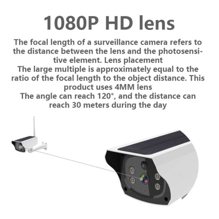 VESAFE Y4P Outdoor HD 1080P Solar Power Security IP Camera, Support Motion Detection & PIR Wake u...