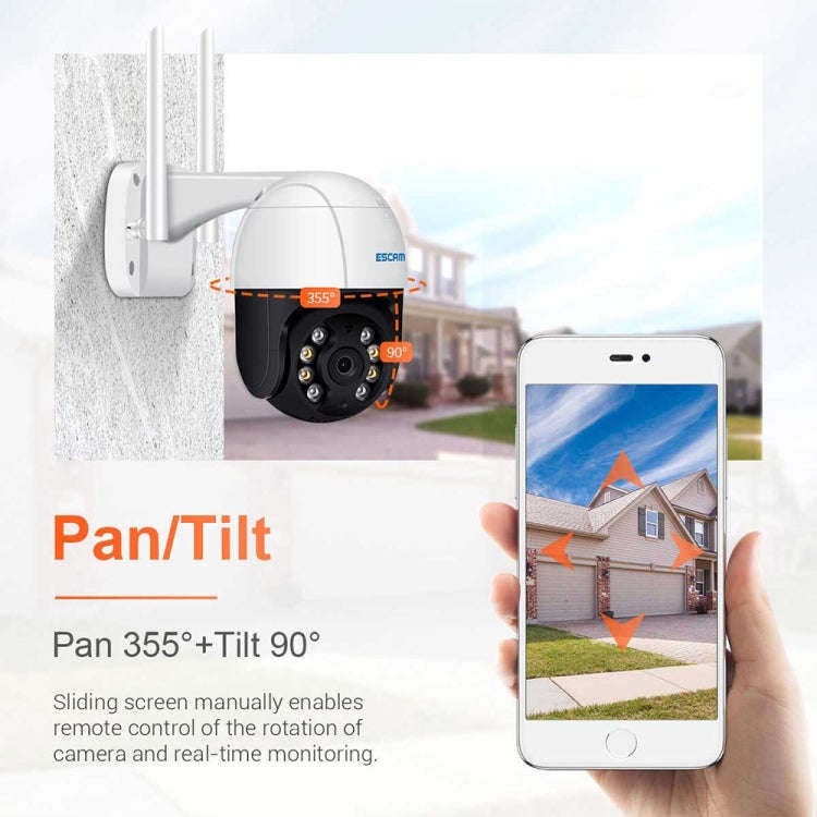 ESCAM QF218 1080P Pan / Tilt AI Humanoid Detection IP66 Waterproof WiFi IP Camera, Support ONVIF ...
