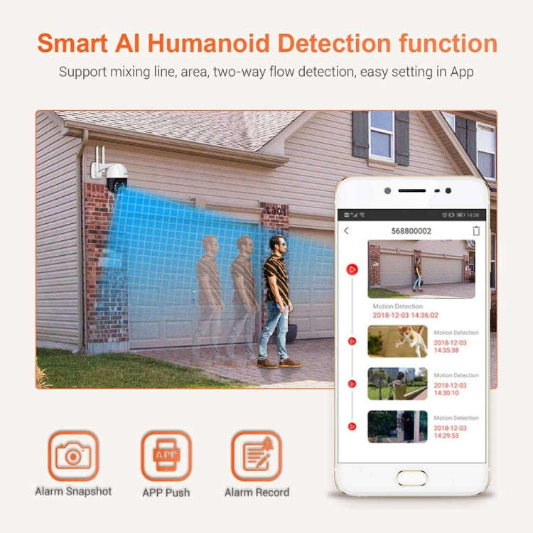 ESCAM QF218 1080P Pan / Tilt AI Humanoid Detection IP66 Waterproof WiFi IP Camera, Support ONVIF ...