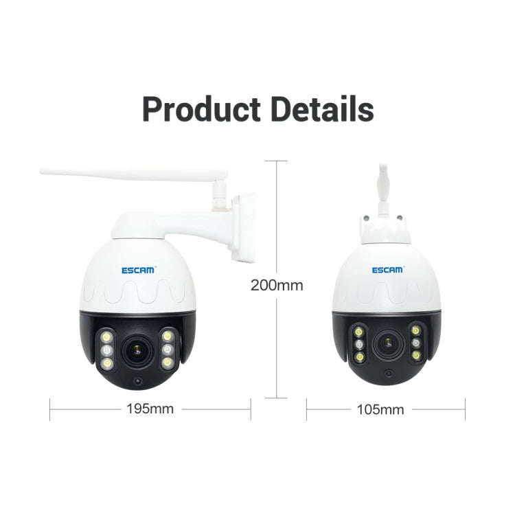 ESCAM Q5068 H.265 5MP Pan / Tilt / 4X Zoom WiFi Waterproof IP Camera, Support ONVIF Two Way Talk ...