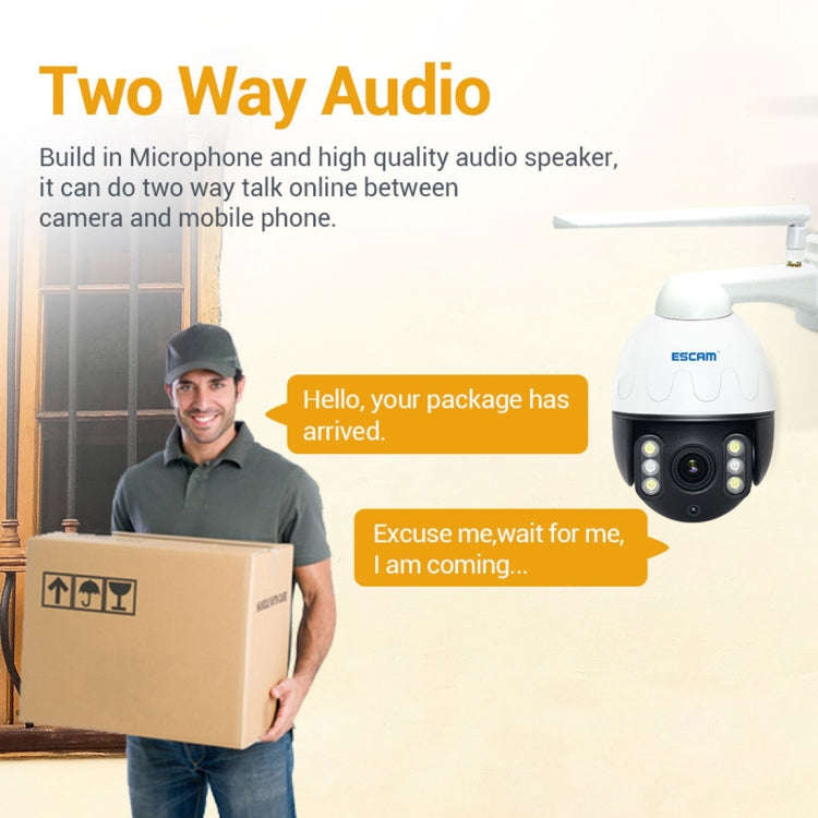 ESCAM Q5068 H.265 5MP Pan / Tilt / 4X Zoom WiFi Waterproof IP Camera, Support ONVIF Two Way Talk ...