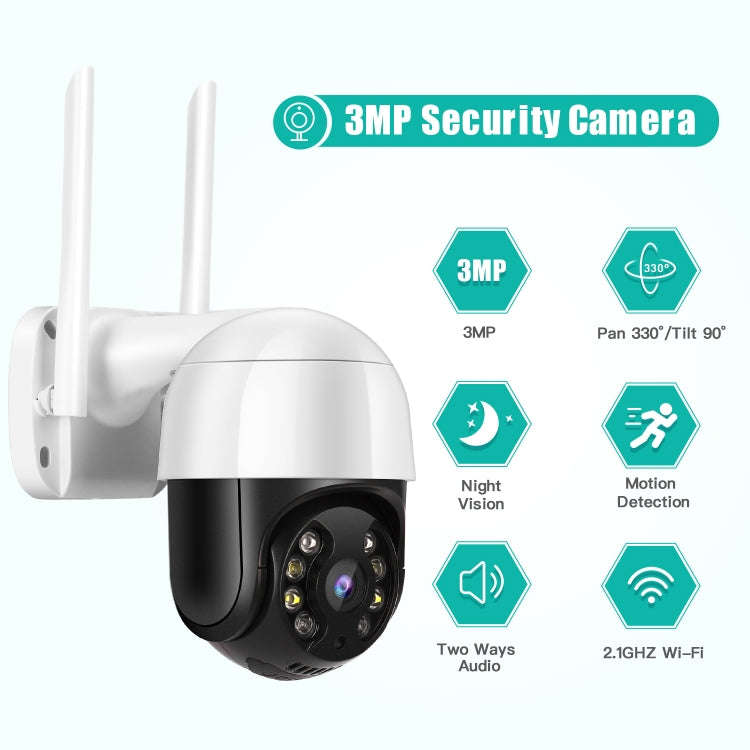 QX29 3.0MP HD WiFi IP Camera, Support Night Vision & Motion Detection & Two Way Audio & TF Card, ...