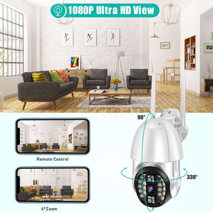 QX33 1080P Panoramic PTZ 360 Degree Rotating WIFI Camera, Support Day and Night Full Color & Two-...