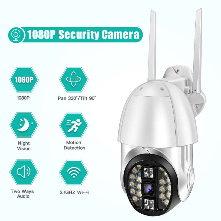 QX33 1080P Panoramic PTZ 360 Degree Rotating WIFI Camera, Support Day and Night Full Color & Two-...