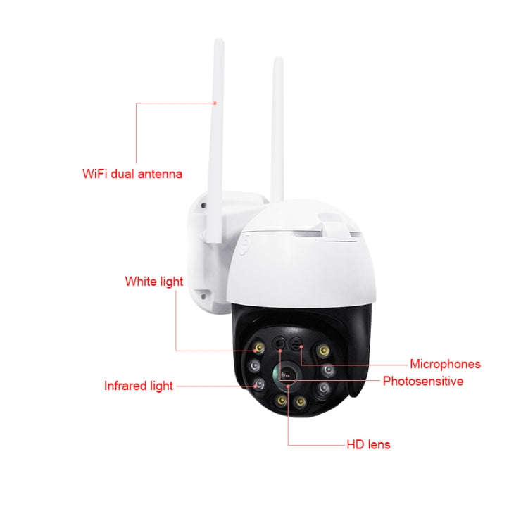 QX36 1080P 3.0MP 3.6mm Lens IP65 Waterproof PTZ 360 Degree Rotating WIFI Camera, Support Day and ...