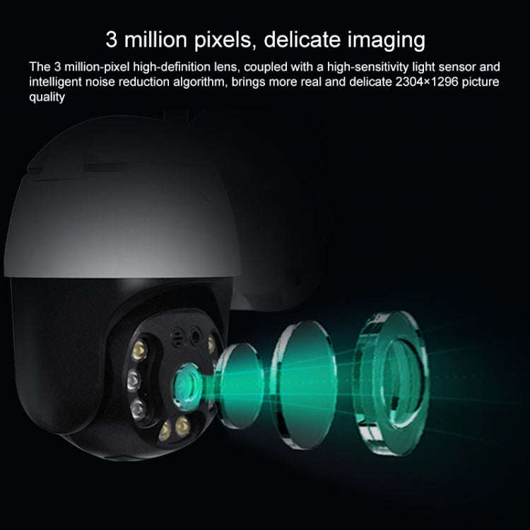 QX36 1080P 3.0MP 3.6mm Lens IP65 Waterproof PTZ 360 Degree Rotating WIFI Camera, Support Day and ...