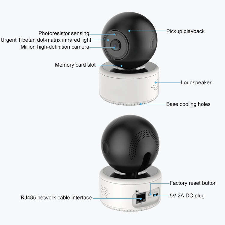 YT46 HD Wireless Indoor Network Shaking Head Camera, Support Motion Detection & Infrared Night Vi...