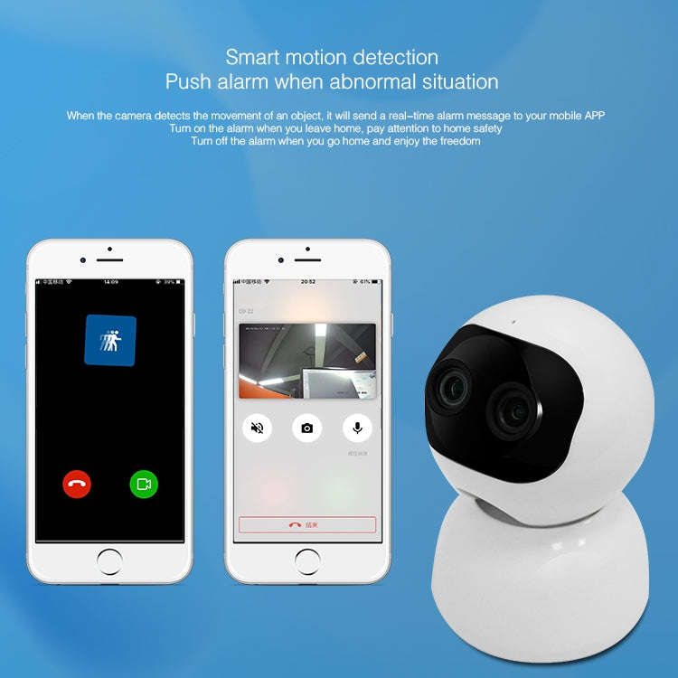 YT48 HD Wireless Indoor Network Shaking Head Binocular Camera, Support Motion Detection & Infrare...