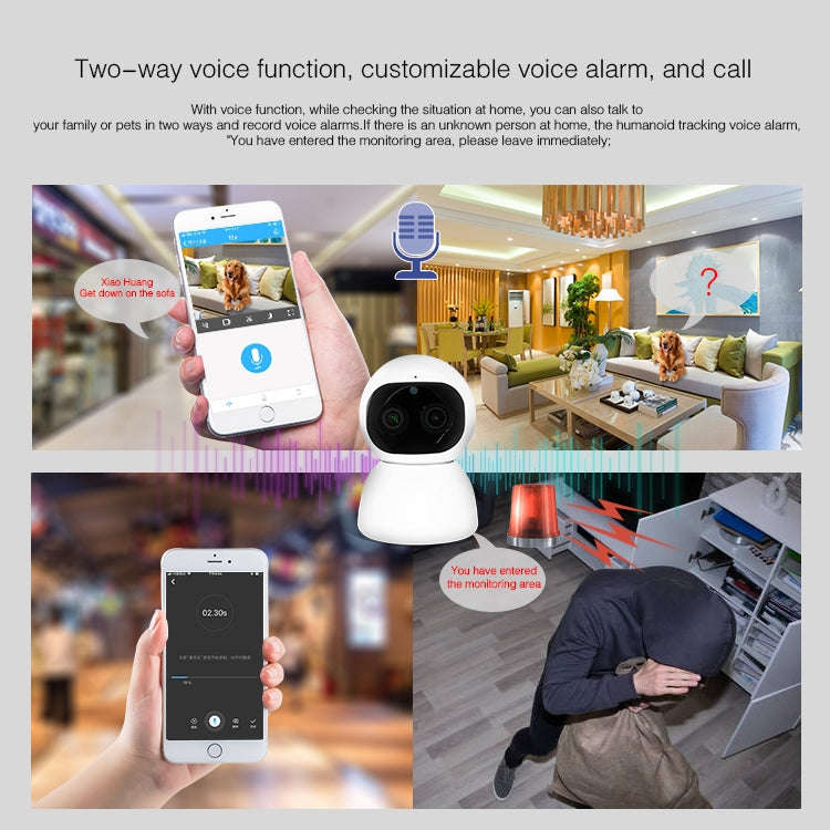 YT48 HD Wireless Indoor Network Shaking Head Binocular Camera, Support Motion Detection & Infrare...