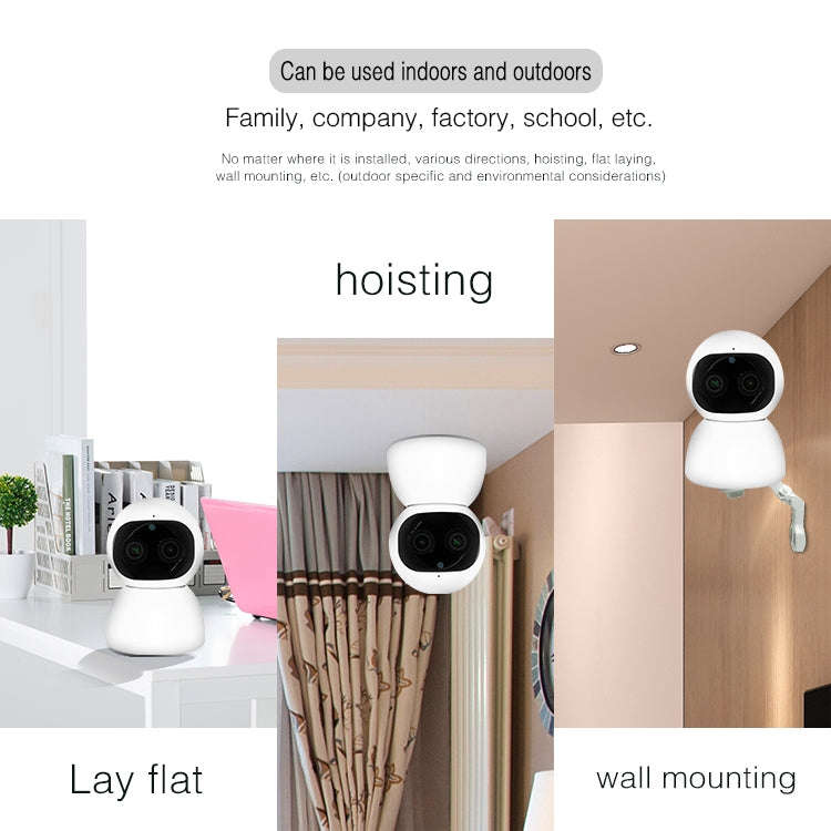 YT48 HD Wireless Indoor Network Shaking Head Binocular Camera, Support Motion Detection & Infrare...
