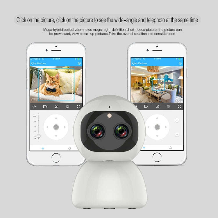 YT48 HD Wireless Indoor Network Shaking Head Binocular Camera, Support Motion Detection & Infrare...