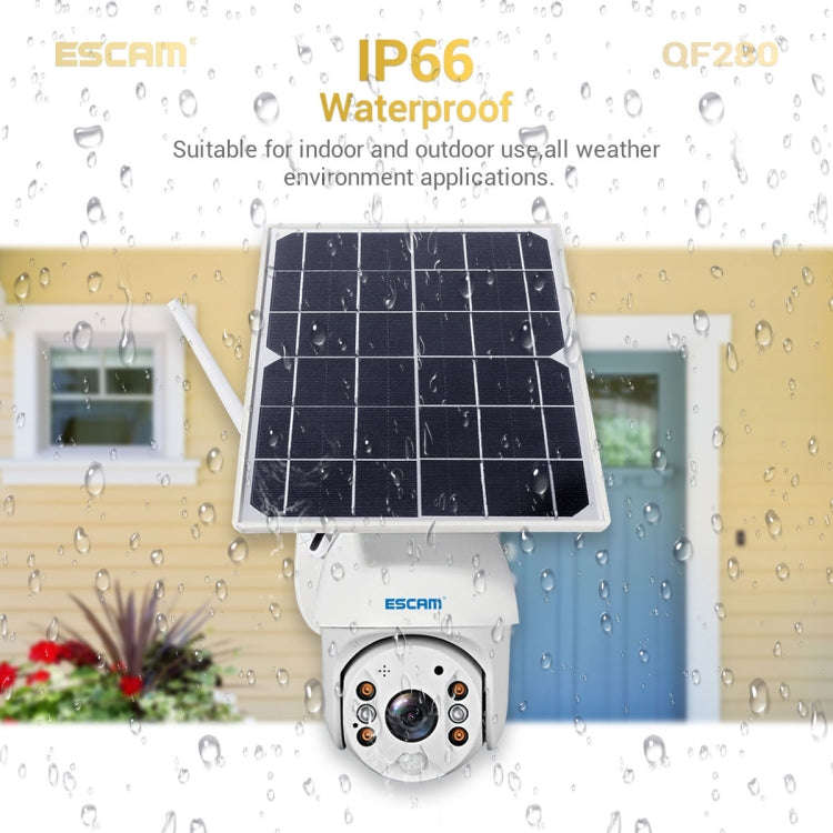 ESCAM QF280 HD 1080P IP66 Waterproof WiFi Solar Panel PT IP Camera without Battery, Support Night...