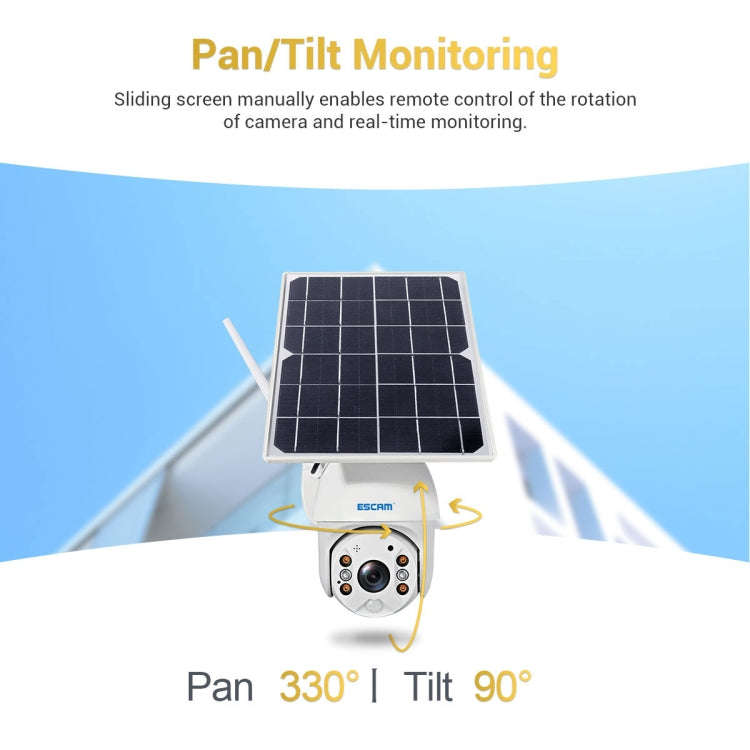 ESCAM QF280 HD 1080P IP66 Waterproof WiFi Solar Panel PT IP Camera without Battery, Support Night...