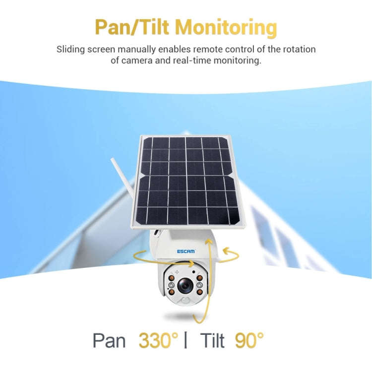 ESCAM QF280 HD 1080P IP66 Waterproof WiFi Solar Panel PT IP Camera with Battery, Support Night Vi...