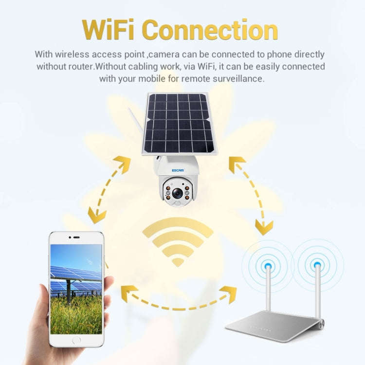 ESCAM QF280 HD 1080P IP66 Waterproof WiFi Solar Panel PT IP Camera with Battery, Support Night Vi...