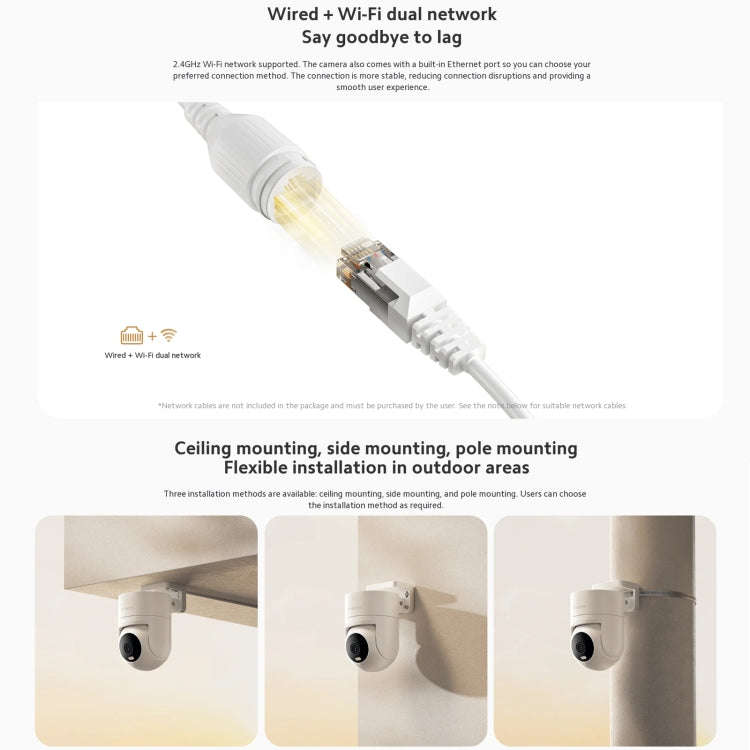 Original Xiaomi CW300 4MP Outdoor Camera IP66 Waterproof Full Color Night Vision WiFi Camera, US ...