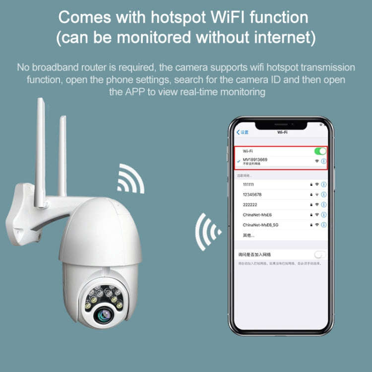 Q10 Outdoor Mobile Phone Remotely Rotate Wireless WiFi 10 Lights IR Night Vision HD Camera, Suppo...