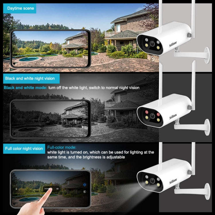 SriHome SH037 4.0 Million Pixel 2.4G+5G WiFi Waterproof Camera, Support Two-way Voice & TF Card &...