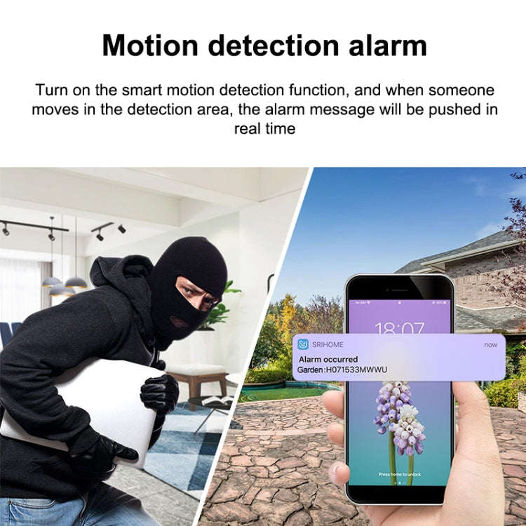 SriHome SH037 4.0 Million Pixel 2.4G+5G WiFi Waterproof Camera, Support Two-way Voice & TF Card &...