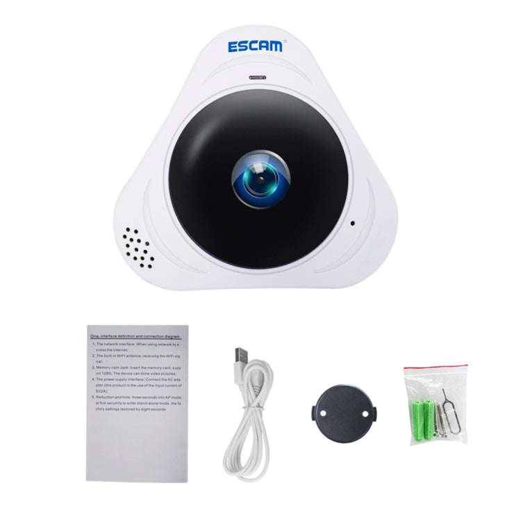 ESCAM Q8 960P 360 Degrees Fisheye Lens 1.3MP WiFi IP Camera, Support Motion Detection / Night Vis...