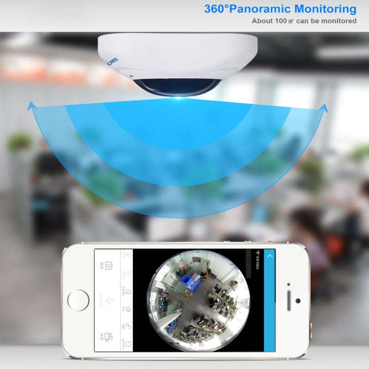 ESCAM Q8 960P 360 Degrees Fisheye Lens 1.3MP WiFi IP Camera, Support Motion Detection / Night Vis...