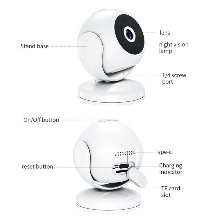 A5 Portable Mini 4K HD Camera Night Vision Home Security Micro Camcorder (White)