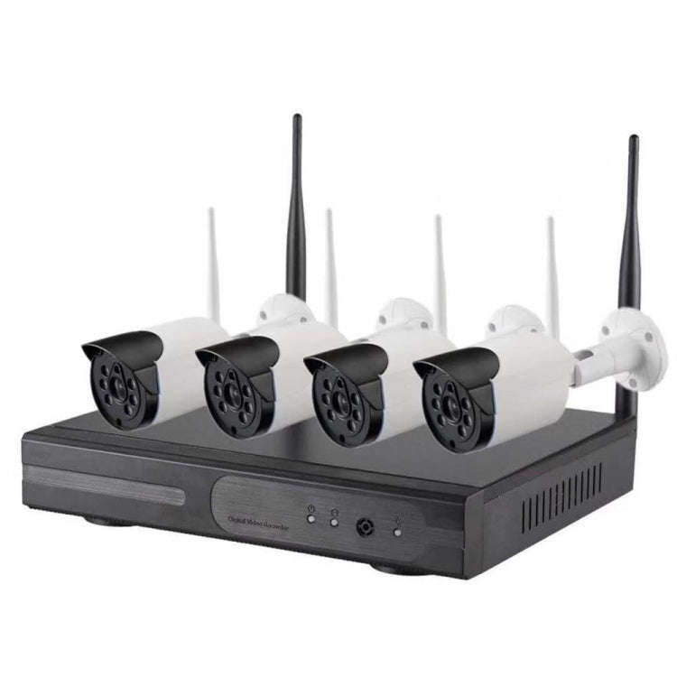 4CH HD 720P 1.0 Mega Pixel 2.4GHz WiFi IP Bullet Camera + NVR Kit