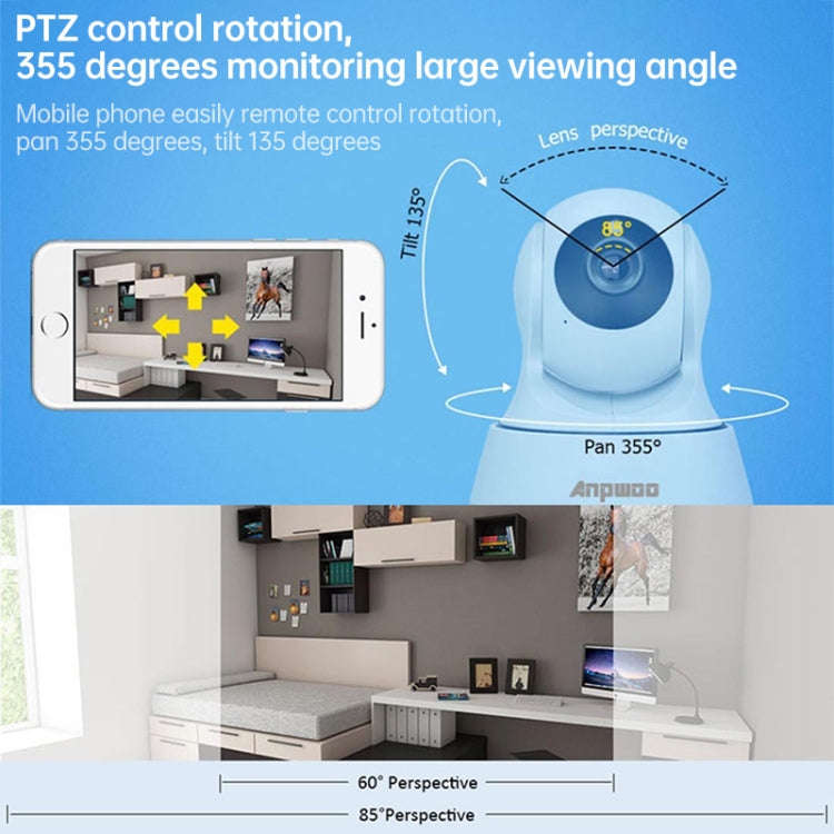 Anpwoo-YT002W 100W 3.6mm Lens Wide Angle 720P Smart WIFI Monitor Camera , Support Night Vision & ...