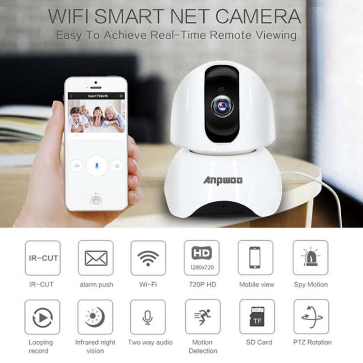 Anpwoo-YT003 2.0 Mega 3.6mm Lens Wide Angle 1080P Smart WIFI Monitor Camera , Support Night Visio...