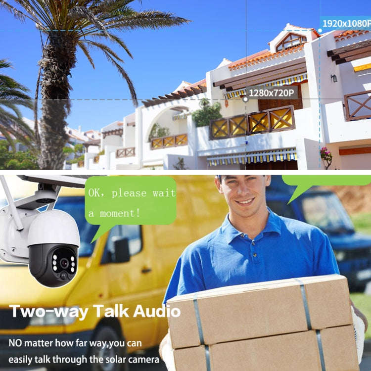 T23 2288 x 1288P Full HD Solar Powered WiFi Camera, Support PIR Alarm, Night Vision, Two Way Audi...
