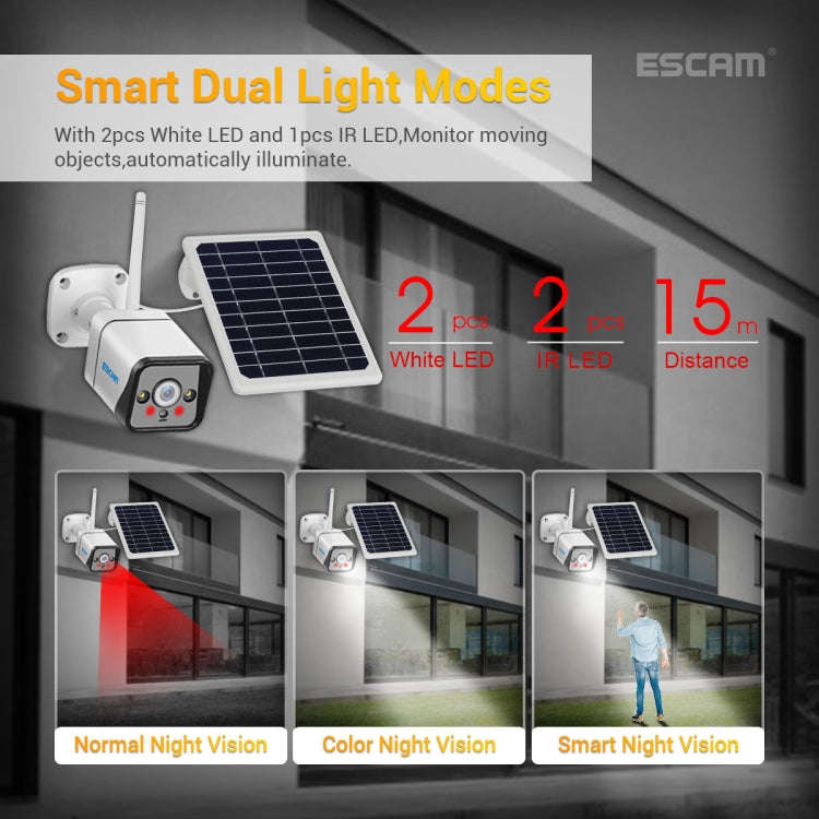 ESCAM QF320 HD 1080P 4G Solar Panel IP Camera, Support Night Vision & TF Card & PIR Motion Detect...