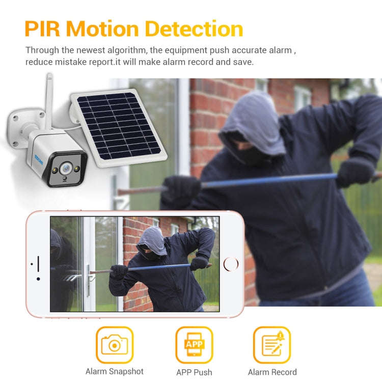 ESCAM QF320 HD 1080P 4G Solar Panel IP Camera, Support Night Vision & TF Card & PIR Motion Detect...