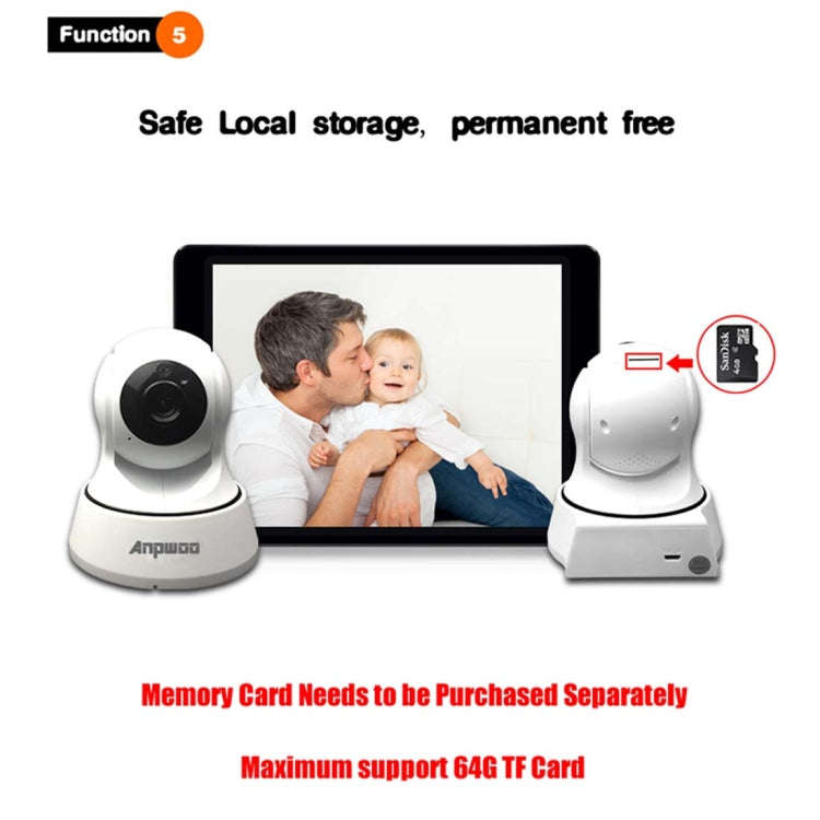 Anpwoo YT002 Ingenic T10 720P HD WiFi IP Camera with 11 PCS Infrared LEDs, Support Motion Detecti...