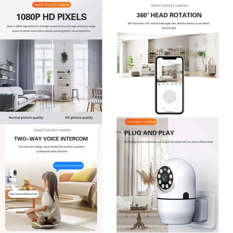 A11 WiFi Smart Home PTZ Webcam IP Camera Night Vision Monitor (US Plug)
