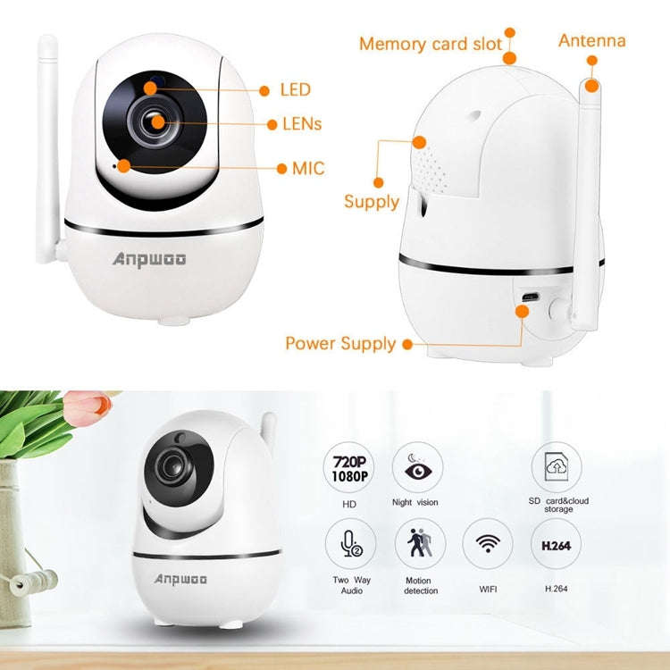 Anpwoo YT008 720P HD WiFi IP Camera, Support Motion Detection & Infrared Night Vision & SD Card(M...
