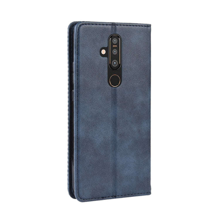 Retro Magnetic Clasp Horizontal Flip Leather Case for Nokia X71 (8.1 Plus), with Holder & Card Sl...