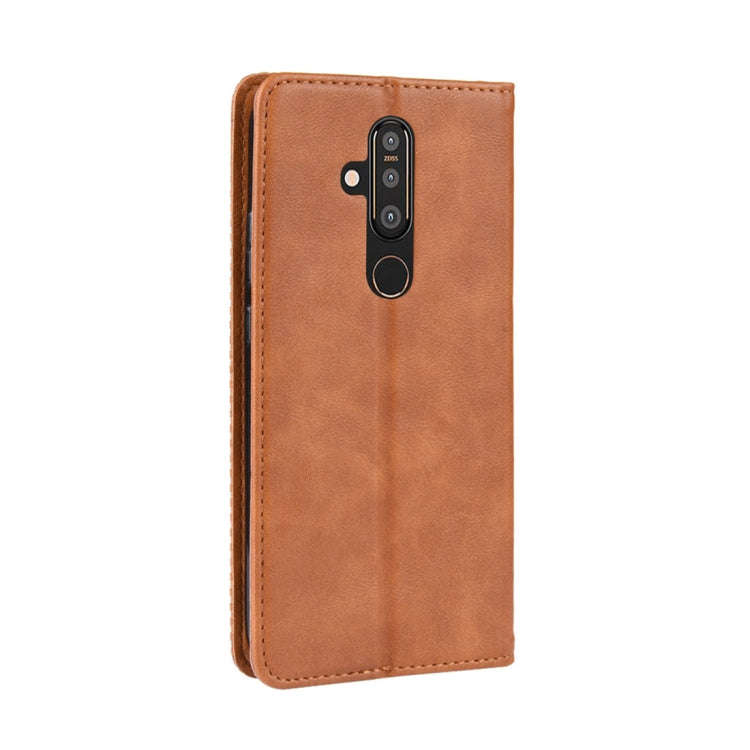 Retro Magnetic Clasp Horizontal Flip Leather Case for Nokia X71 (8.1 Plus), with Holder & Card Sl...