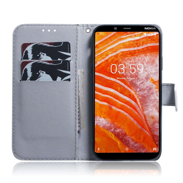 Pug Pattern Coloured Drawing Horizontal Flip Leather Case for Nokia 3.1 Plus, with Holder & Card ...