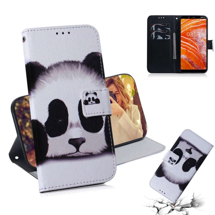 Panda Pattern Coloured Drawing Horizontal Flip Leather Case for Nokia 3.1 Plus, with Holder & Car...