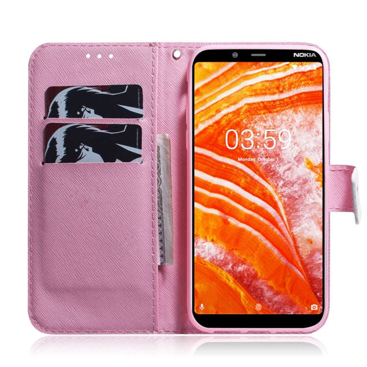 Magnolia Flower Pattern Coloured Drawing Horizontal Flip Leather Case for Nokia 3.1 Plus, with Ho...
