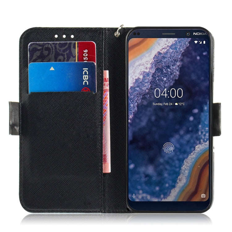 3D Colored Drawing Peacock Wreath Pattern Horizontal Flip Leather Case for Nokia 9, with Holder &...